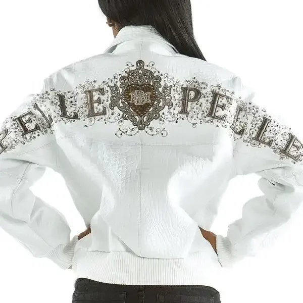 Pelle Pelle Womens MB White Leather Jacket, pellepelle.us