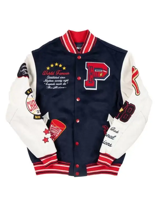 Pelle Pelle World Famous Navy Varsity Jacket, pellepelle.us