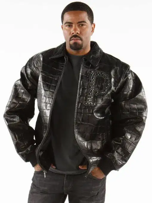 Pelle Pelle Immortal Black Crocodile Leather Jacket, PELLEPELLE.US