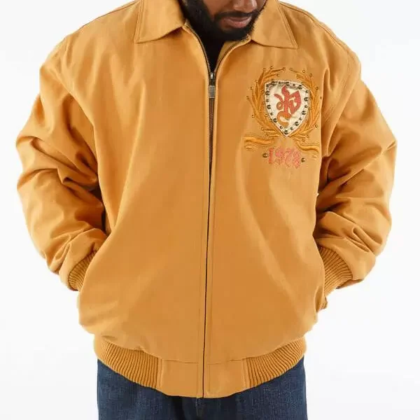 Pelle Pelle Yellow All For One Studded Wool Jacket , pellepelle.us