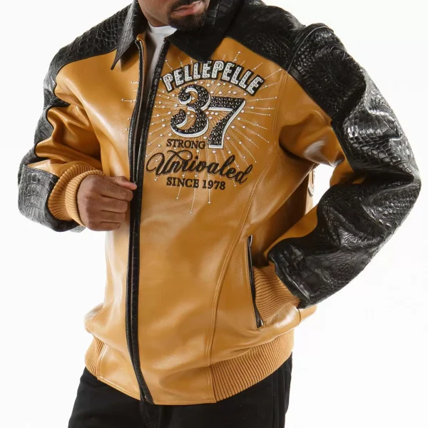 Pelle Pelle Yellow Unrivaled Avant Garde Leather Jacket, pellepelle.us