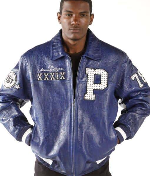 Pelle Pelle Mens 1978 Mb Blue Leather Jacket, pellepelle.us