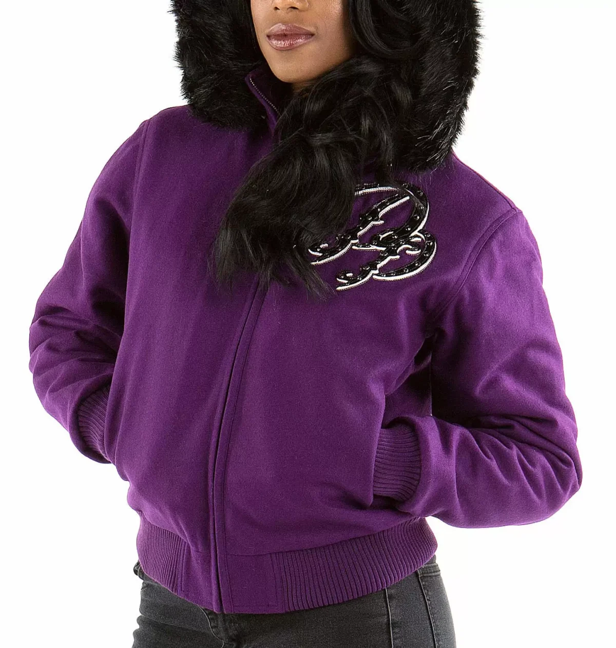 Purple Pelle Pelle Flying Heart Born Free Wool Jacket, pellepelle.us