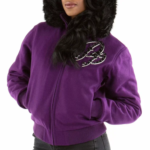 Purple Pelle Pelle Flying Heart Born Free Wool Jacket, pellepelle.us