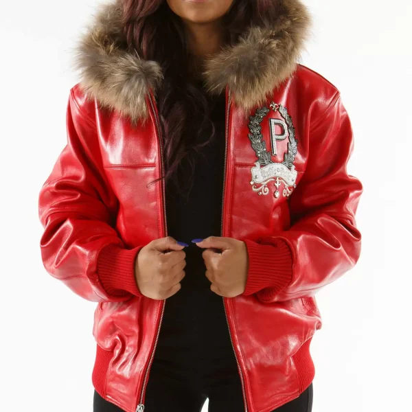 Red Live Like A Queen Pelle Pelle Hooded Jacket pellepelle.us