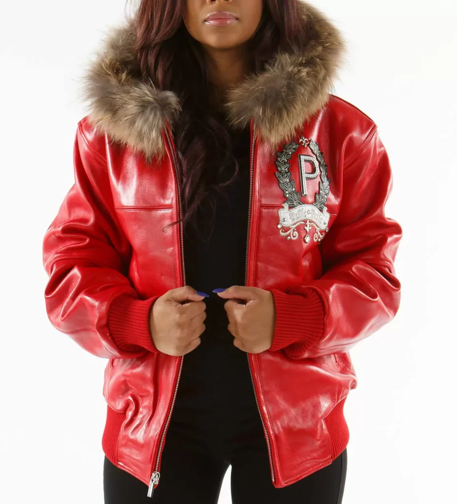 Red Live Like A Queen Pelle Pelle Hooded Jacket pellepelle.us