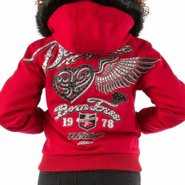 Red Pelle Pelle Flying Heart Born Free Wool Jacket pellepelle.us