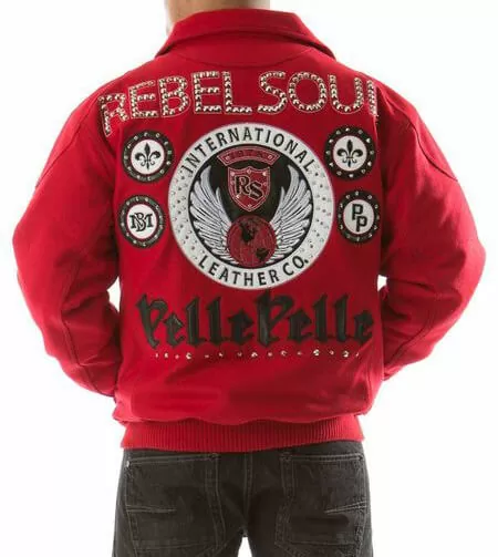 Red Pelle Pelle Rebel Soul Studded Wool Jacket, pellepelle.us, pellepell