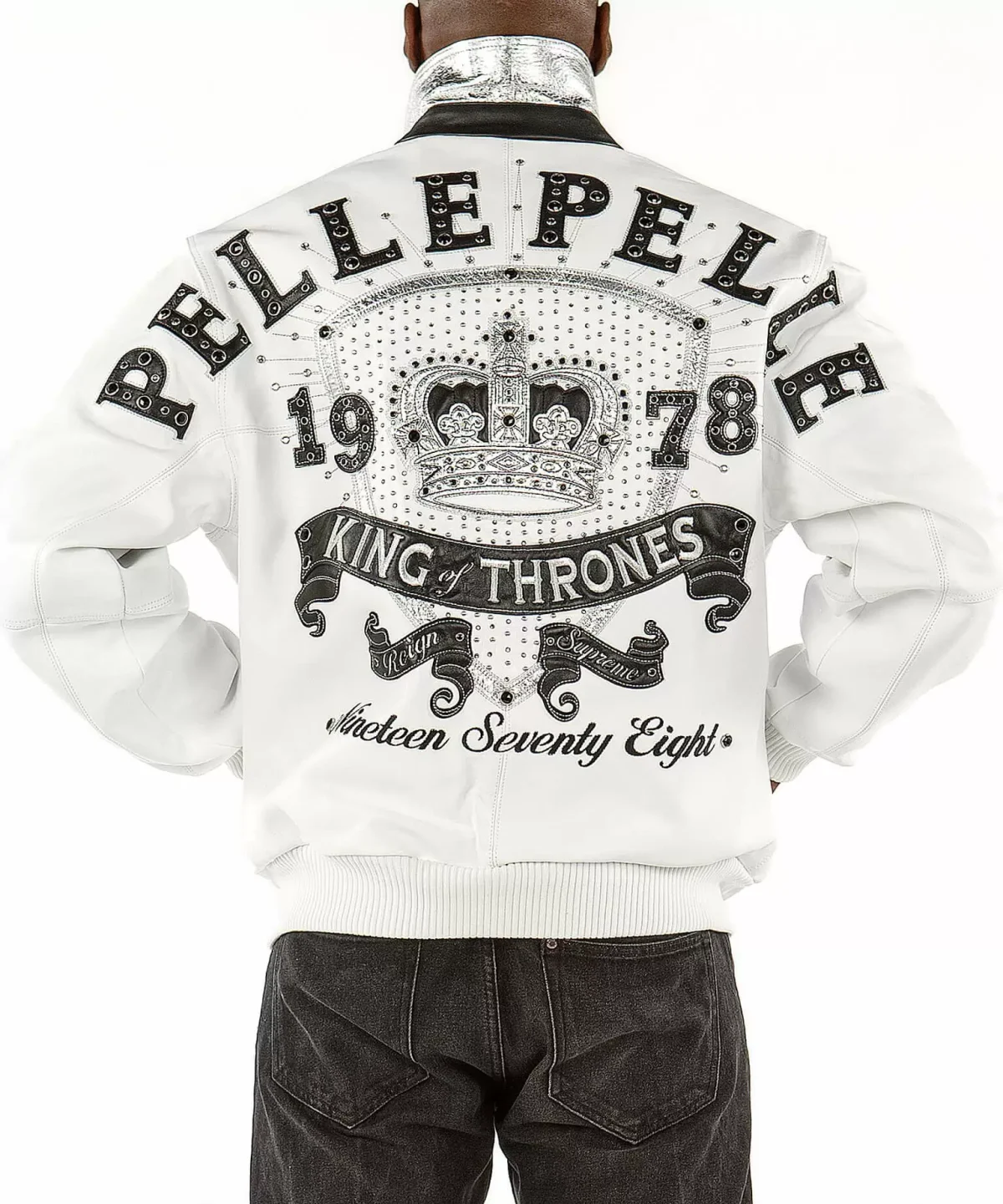 White Pelle Pelle King Of Thrones 1978 Leather Jacket, pellepelle.us