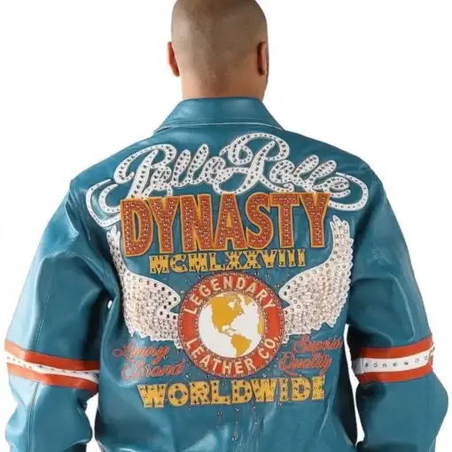 Worldwide Dynasty By Pelle Pelle Light Blue Leather Jacket pellepelle.us