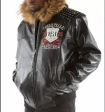 Black Red Pelle Pelle Live Like A King Studded Jacket