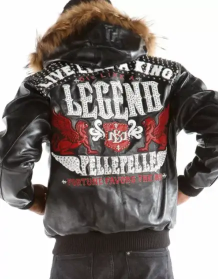 Black Red Pelle Pelle Live Like A King Studded Jacket, pellepelle.us