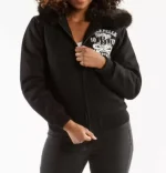 Black Pelle Pelle Fur Hood Live Like a Queen Wool Jacket