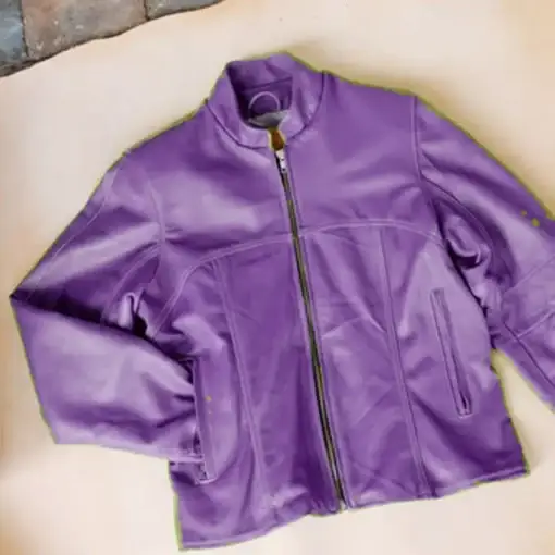 Pelle Pelle Men’s China Collar Basic Purple Leather Jacket