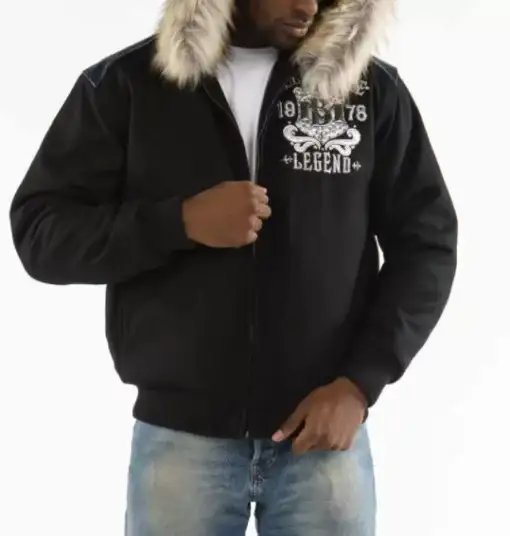 Pelle Pelle Fur Hood Black Live Like A King Wool Jacket, pellepelle.us