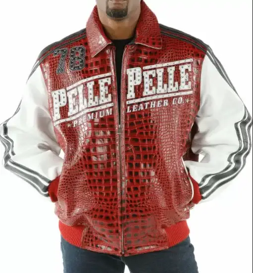 Red Wild Ones Pelle Pelle Leather Studded Jacket