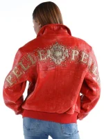 Ladies Pelle Pelle Shoulder Crest Red Leather Jacket,Pelle Pelle, PellePelle.com