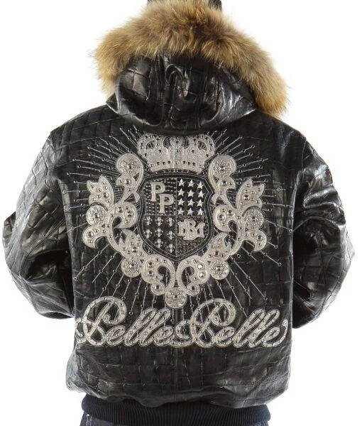 Pelle Pelle Crest Black Leather Jacket With Fur Collar, pellepelle.us