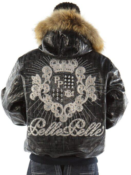 Pelle Pelle Crest Black Leather Jacket With Fur Collar, pellepelle.us