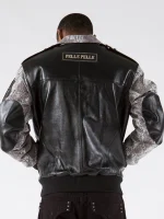 Pelle Pelle Varsity Biker Black Plushfoil Print Jacket,Pelle Pelle, PellePelle.com