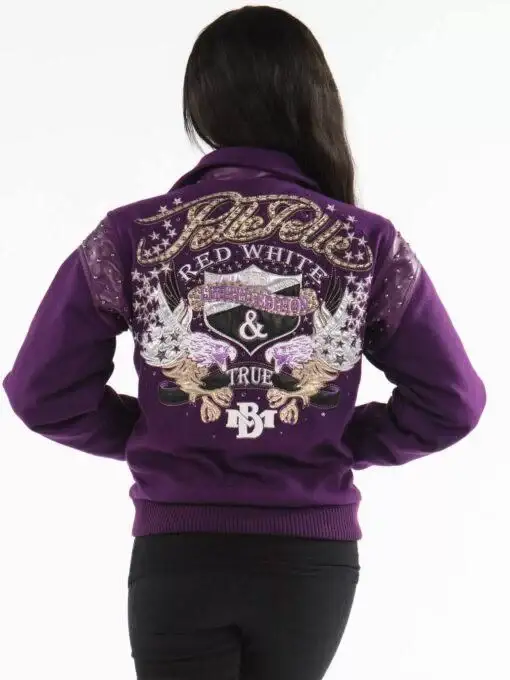 Pelle Pelle Ladies Red White & True Purple Jacket, pellepelle.us