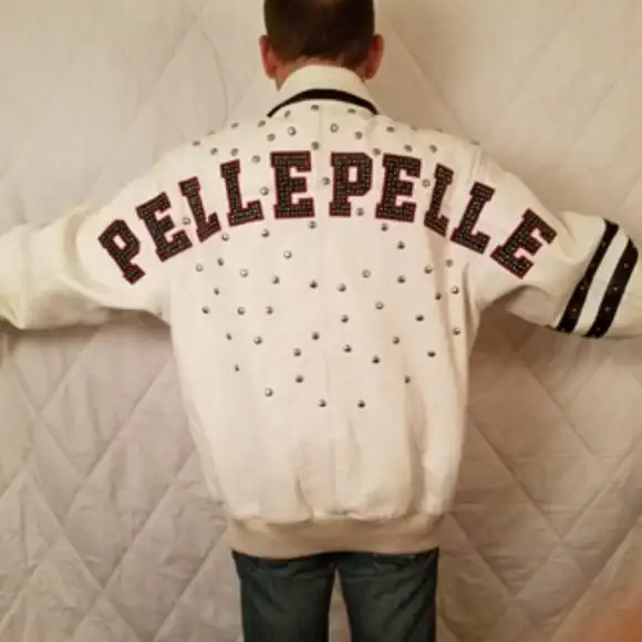 Men’s Pelle Pelle White Studded Leather Jacket, pellepelle.us