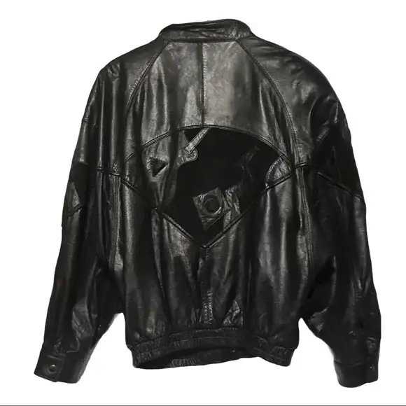 Pelle Pelle Black Drop Down Collar Leather Jacket, pellepelle.us