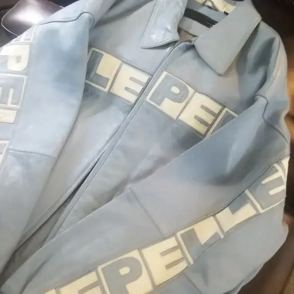 Rare Sky Blue Pelle Pelle Leather Jacket, pellepelle.us