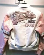 Pelle Pelle Major League Encrusted Pink White Jacket, pellepelle.us