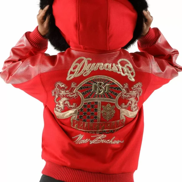 Pelle Pelle Dynasty Red Fur Hood Wool Leather Jacket, pellepelle.us