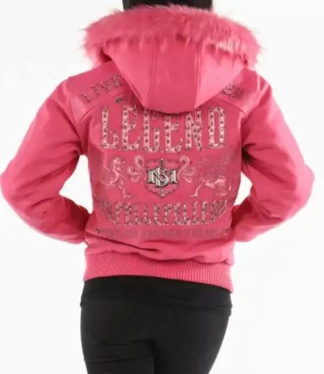 Pink Pelle Pelle Fur Hood Live Like a Queen Wool Jacket, pellepelle.us