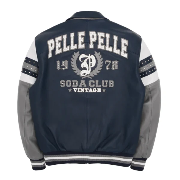 Pelle Pelle Soda Club Heritage Navy Blue Leather Jacket, pellepelle.us