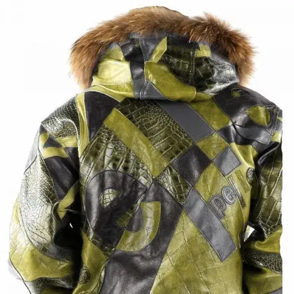 Abstract Pattern Pelle Pelle Leather Olive Jacket, pellepelle.us