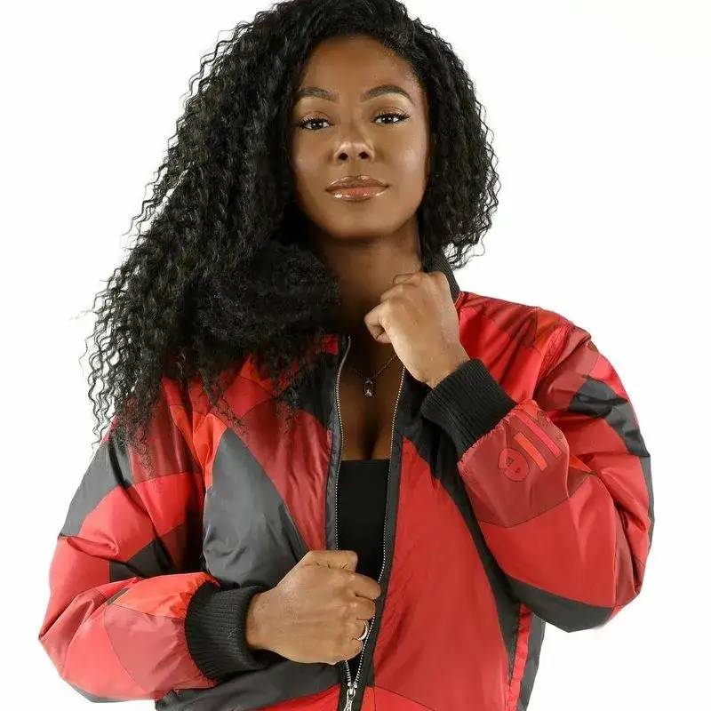 Abstract Pattern Pelle Pelle Red Bomber Jacket, pellepelle.us