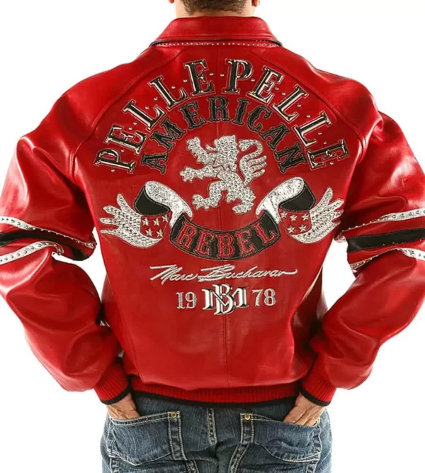 Pelle Pelle Rebel Red Studded Leather Jacket, pellepelle.is