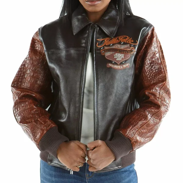 Pelle Pelle Brown Black MB Leather Jacket, pellepelle.us