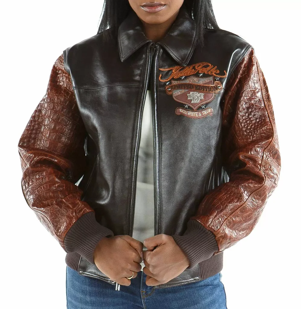 Pelle Pelle Brown Black MB Leather Jacket, pellepelle.us