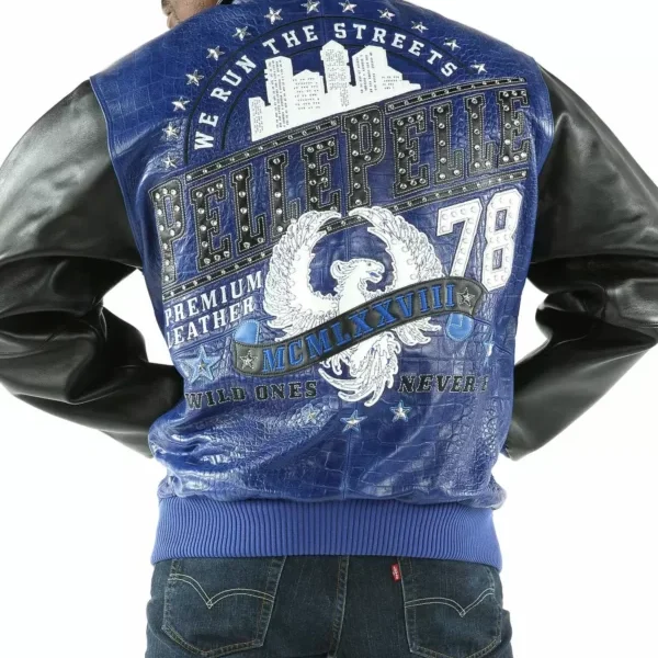 Blue Wild Ones Pelle Pelle Leather Studded Jacket, pellepelle.us