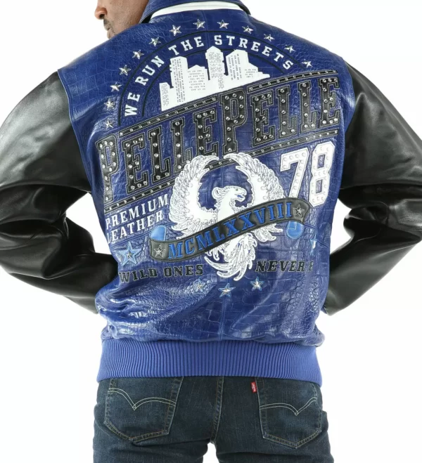 Blue Wild Ones Pelle Pelle Leather Studded Jacket, pellepelle.us