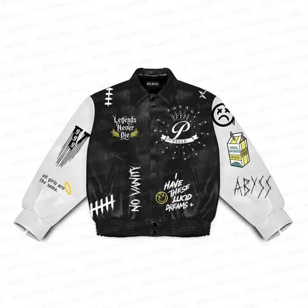 Juice WRLD Legends Never Die Black & White Varsity Jacket pellepelle.us