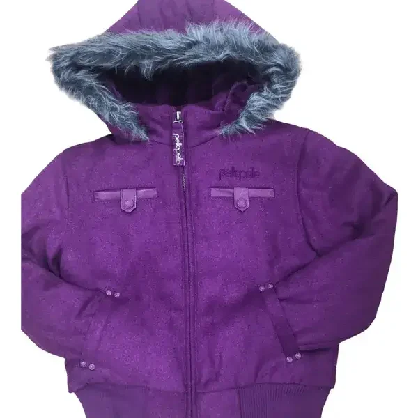 Kids Pelle Pelle Wool Hooded Purple Bomber Jacket pellepelle.us