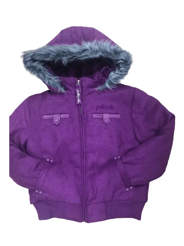 Kids Pelle Pelle Wool Hooded Purple Bomber Jacket pellepelle.us