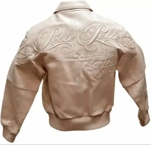 Light Pink Pelle Pelle Embroidered Leather Jacket, pellepelle.us