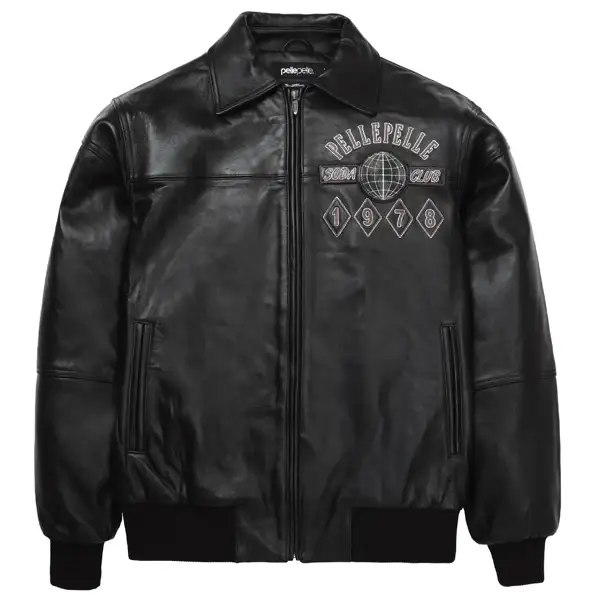 Men Pelle Pelle World Famous Soda Club Plush Black Jacket, pellepelle.us