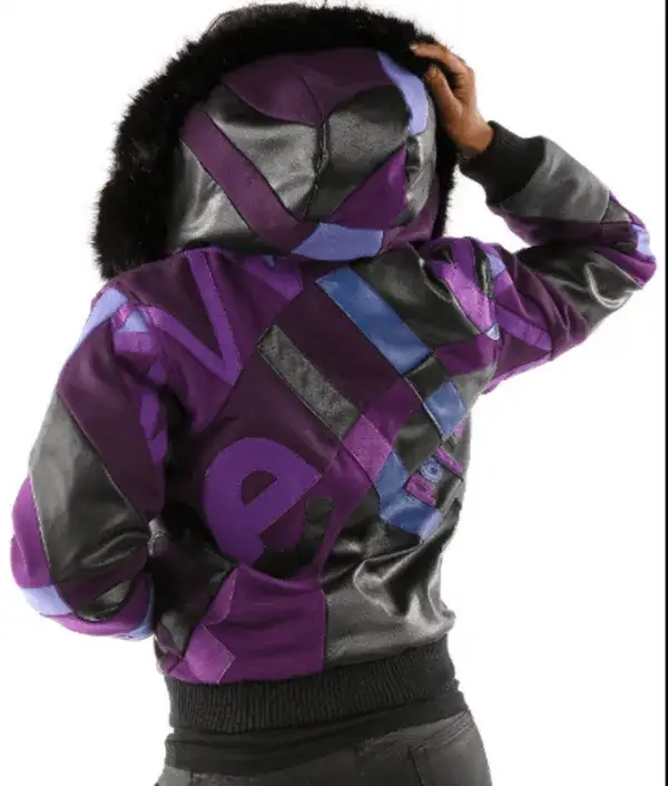 Pelle Pelle Abstract Pattern Purple Wool Jacket, pellepelle.us