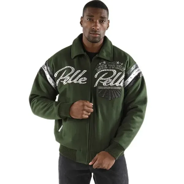 Pelle Pelle American Legend Green Varsity Jacket, pellepelle.us