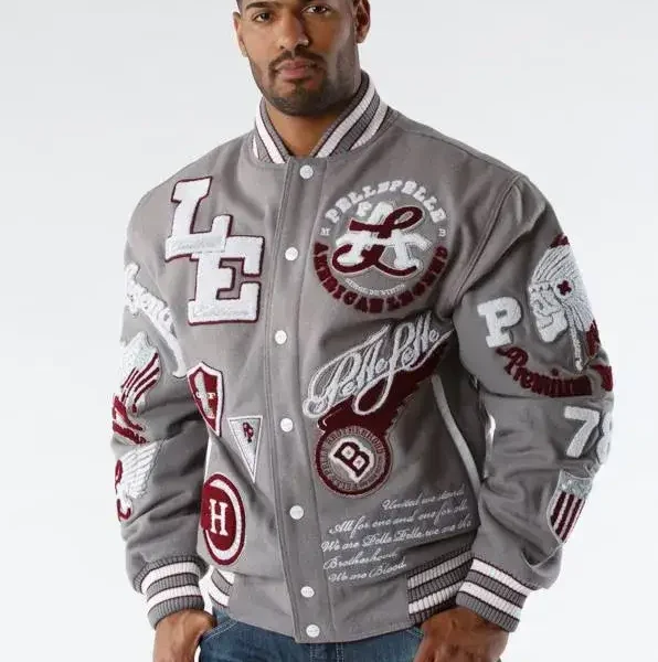 Pelle Pelle American Legend Grey Varsity Jacket, pellepelle.us