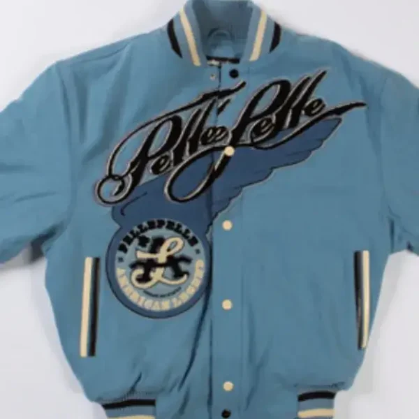 Pelle Pelle American Legend Light Blue Varsity Jacket, pellepelle.us