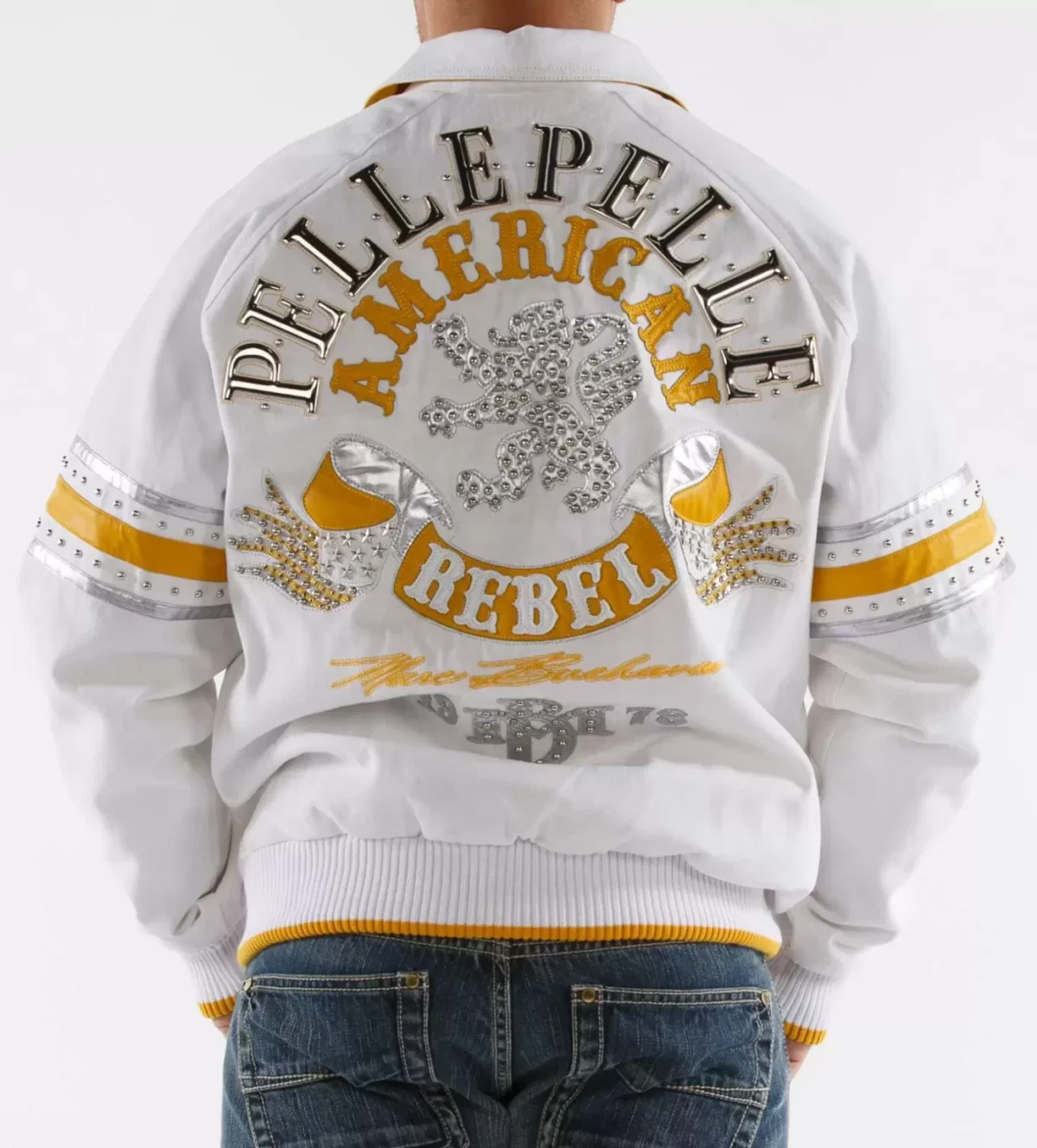 Pelle Pelle American White Studded Jacket, pellepelle.us