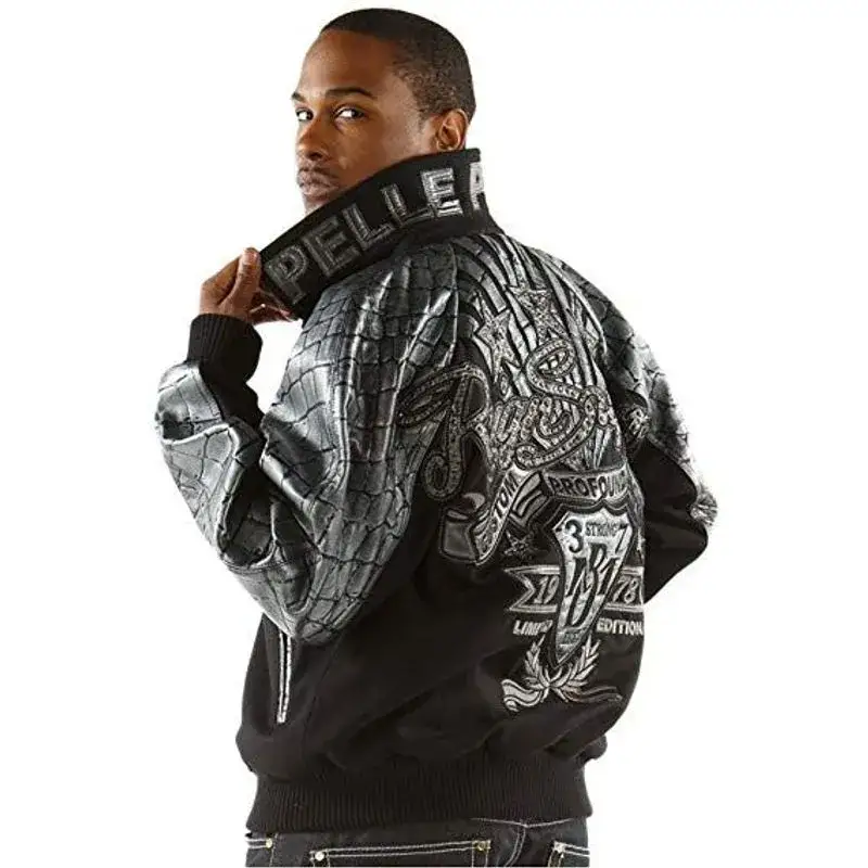 Pelle Pelle Authentic Black Crocodile Skin Leather Jacket, pellepelle.us